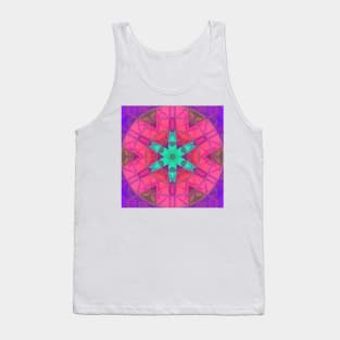 Mosaic Kaleidoscope Flower Blue Pink and Purple Tank Top